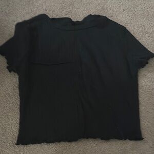 SHEIN Black Fitted Ribbed Short Sleeve Tee